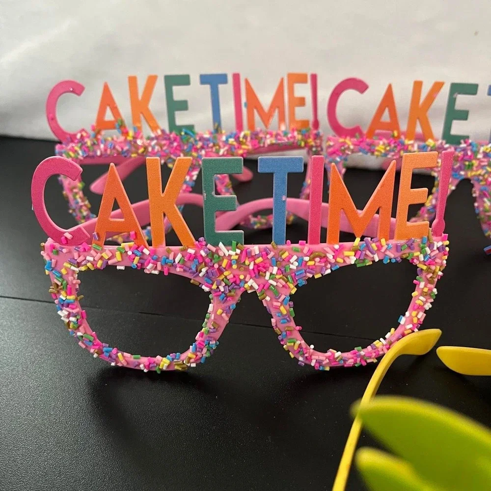 Birthday Party Favor Glasses Sprinkles Pineapples Happy Birthday Lot of 6